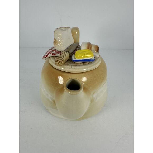 1987 England Sunshine Ceramics COTTAGE LOAF BREAD AND BUTTER TEAPOT with CRAZING - Picture 3 of 16